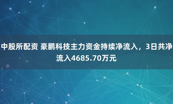 中股所配资 豪鹏科技主力资金持续净流入，3日共净流入4685.70万元