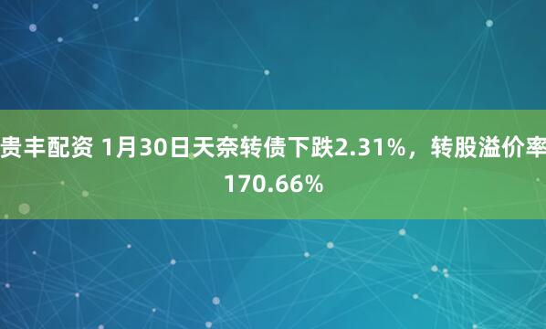 贵丰配资 1月30日天奈转债下跌2.31%，转股溢价率170.66%